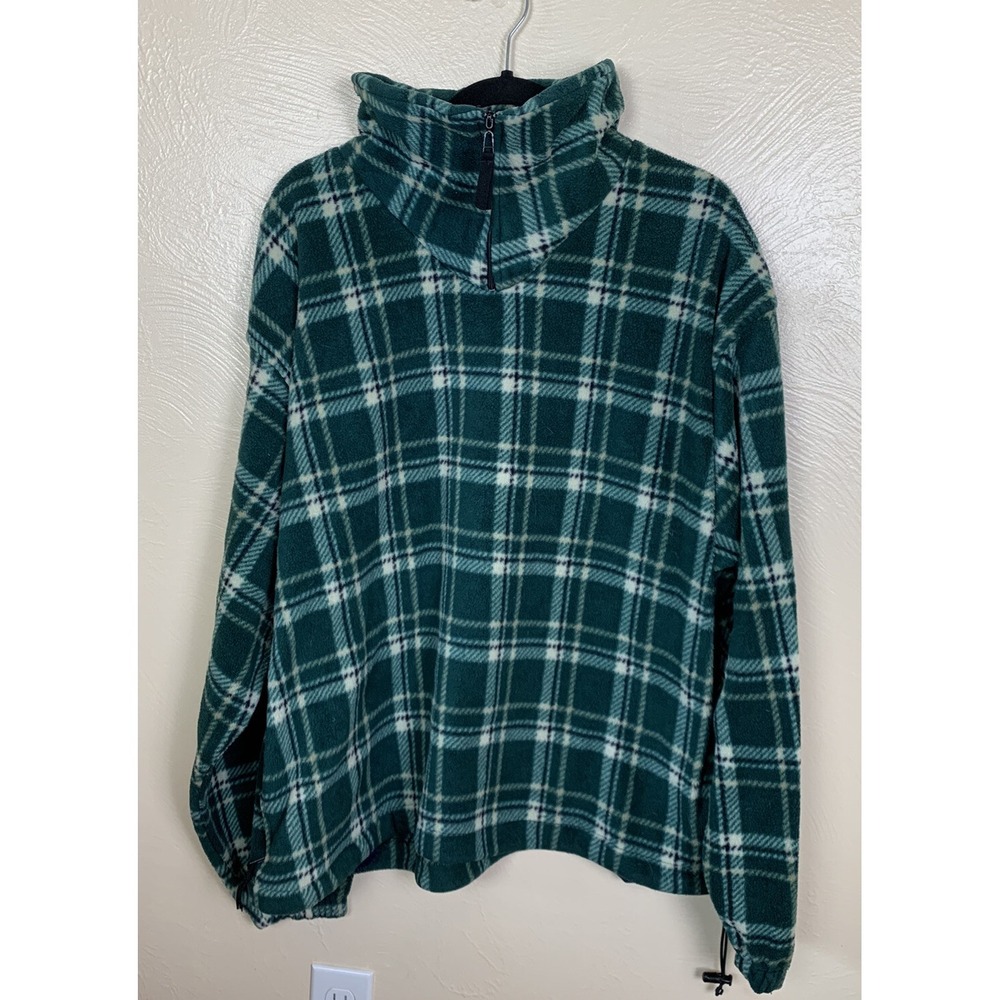 Vintage Northwest Territory‎ Fleece Coat XL Green Plaid Pockets Top